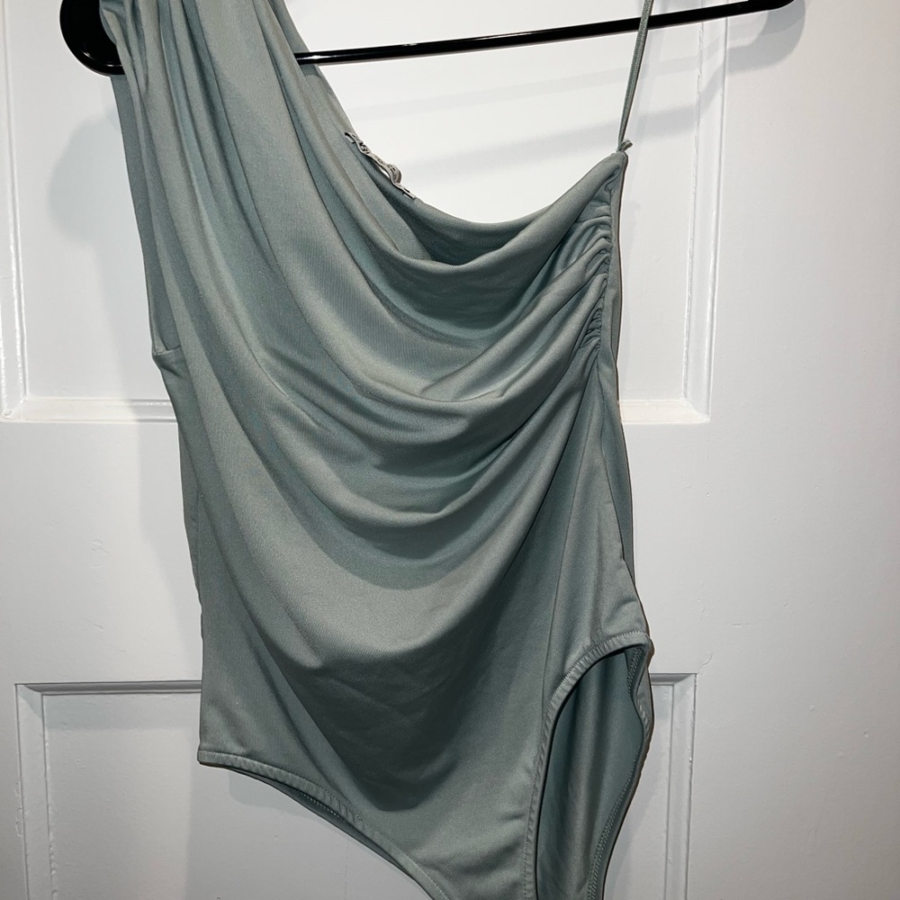 Zara Sage Green Cowl Neck Bodysuit